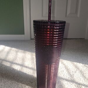 Starbucks Red Tumbler with Textured Finish and Lid